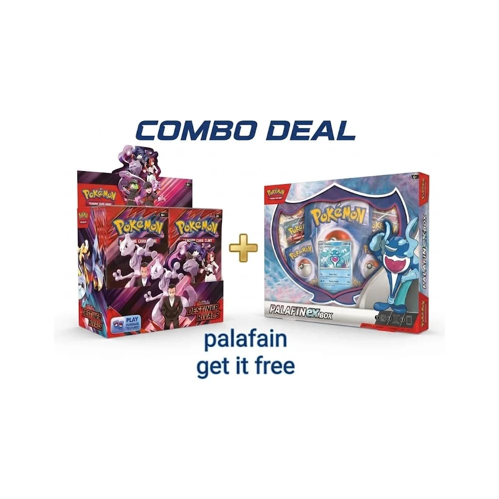 صندوق Pokémon Destined Rivals Booster Box + صندوق Palafin ex مجاناً
